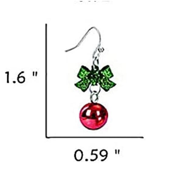 Christmas Bow Drop Earrings - Picture 2 of 2
